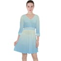 Cream Yellow To Baby Blue Linear Gradient Quarter Sleeve Ruffle Waist Dress View1