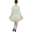 Baby Blue To Cream Yellow Bilinear Gradient Quarter Sleeve Ruffle Waist Dress View2