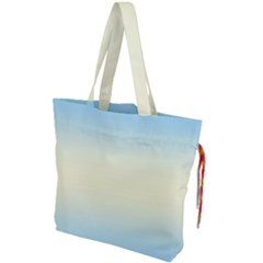 Baby Blue To Cream Yellow Bilinear Gradient Drawstring Tote Bag by GradientsOmbre