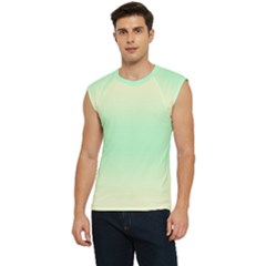 Cream Yellow To Mint Green Bilinear Gradient Men s Raglan Cap Sleeve T-shirt by GradientsOmbre