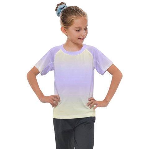 Cream Yellow To Pale Violet Bilinear Gradient Kids  Mesh Piece T-shirt by GradientsOmbre