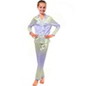 Cream Yellow To Pale Violet Bilinear Gradient Kids  Satin Long Sleeve Pajamas Set View1
