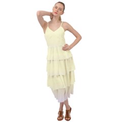Pale Violet To Cream Yellow Bilinear Gradient Layered Bottom Dress by GradientsOmbre