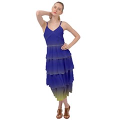 Electric Yellow To Navy Blue Bilinear Gradient Layered Bottom Dress by GradientsOmbre