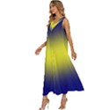Navy Blue To Electric Yellow Bilinear Gradient V-Neck Sleeveless Wide Leg Pants Overalls View2