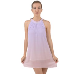Pale Violet To Pale Pink Linear Gradient Halter Tie Back Chiffon Dress by GradientsOmbre