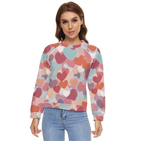 Valentines Day Hearts Romance Love Women s Long Sleeve Raglan T-shirt by Posterlux
