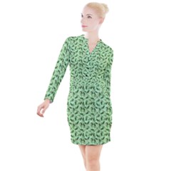 Leaves Pattern Texture Seamless Button Long Sleeve Dress by Hannah976