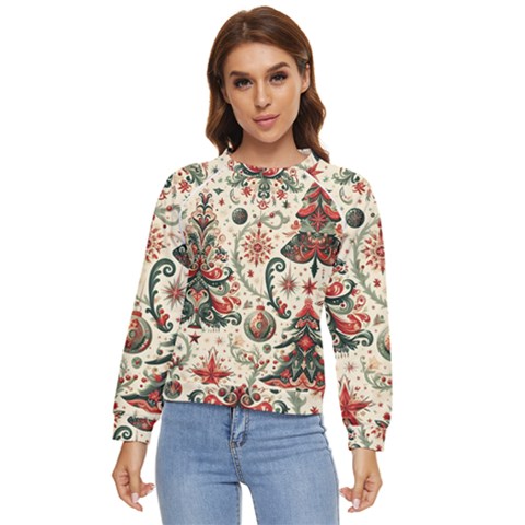 Christmas Tree Snow Women s Long Sleeve Raglan T-shirt by Bedest