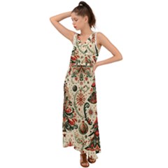 Christmas Tree Snow V-neck Chiffon Maxi Dress by Bedest