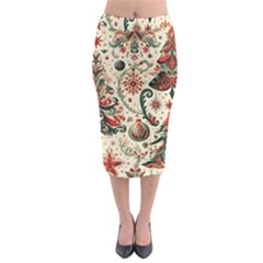 Christmas Tree Snow Midi Pencil Skirt by Bedest