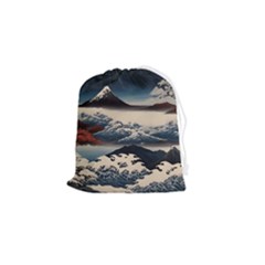 Hokusai Moutains Japan Drawstring Pouch (small) by Bedest