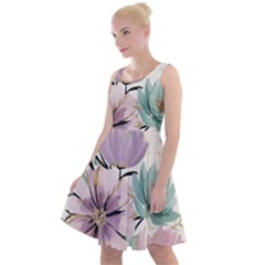 Flowers Pattern Floral Knee Length Skater Dress by Sabxi