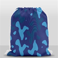 Blue Camouflage Pattern Drawstring Bag (small) by kyorashop23