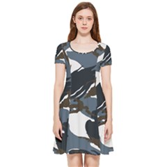 Blue Winter Camouflage, Military Camouflage Inside Out Cap Sleeve Dress by kyorashop23
