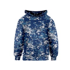 Blue, Camouflage, Cool, Navy, New, Pattern Kids  Pullover Hoodie by kyorashop23