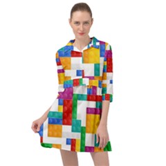 Colorful Bricks, Bricks, Colorful Mini Skater Shirt Dress by kyorashop23