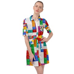 Colorful Bricks, Bricks, Colorful Belted Shirt Dress by kyorashop23
