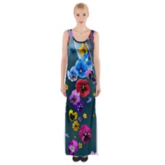 Falling Flowers, Art, Coffee Cup Thigh Split Maxi Dress by kyorashop23