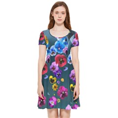 Falling Flowers, Art, Coffee Cup Inside Out Cap Sleeve Dress by kyorashop23