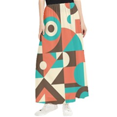 Retro Colorful Background, Retro Abstraction Maxi Chiffon Skirt