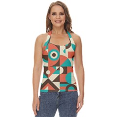 Retro Colorful Background, Retro Abstraction Basic Halter Top by kyorashop23