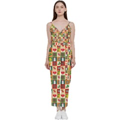 Template Christmas Pattern V-neck Camisole Jumpsuit by Proyonanggan