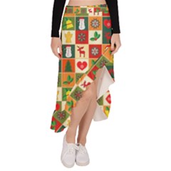Template Christmas Pattern Asymmetrical Ruffle Hem Skirt  by Proyonanggan