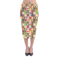 Template Christmas Pattern Velvet Midi Pencil Skirt by Proyonanggan