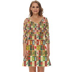 Template Christmas Pattern Shoulder Cut Out Zip Up Dress by Proyonanggan