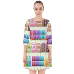 Supermarket Shelf Products Snacks Smock Dress by Cemarart