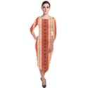 Geometrical Geometric Pattern Quarter Sleeve Midi Velour Bodycon Dress View1