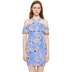 Abstract Pattern Shoulder Frill Bodycon Summer Dress by Sabxi