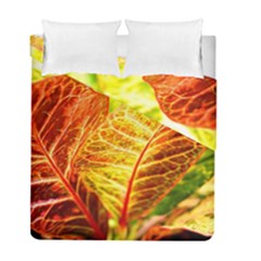 Leaves Plant Pattern Croton Nature Duvet Cover Double Side (full/ Double Size) by Sabxi