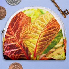 Leaves Plant Pattern Croton Nature Horseshoe Style Canvas Pouch by Sabxi