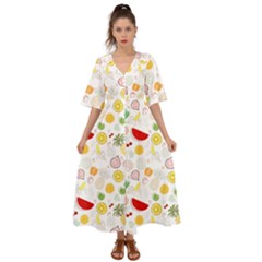 Pattern Seamless Texture Fruit Kimono Sleeve Boho Dress by Sabxi