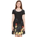 Korean Art Flowers Asian Pattern Inside Out Cap Sleeve Dress View3
