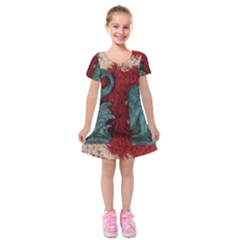 Birds Kids  Short Sleeve Velvet Dress by bestdesignintheworld
