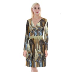 Lady Long Sleeve Velvet Front Wrap Dress by bestdesignintheworld