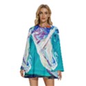 sailing boat Round Neck Long Sleeve Bohemian Style Chiffon Mini Dress View1
