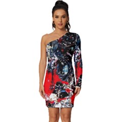 Multiple Desires-1-1 Long Sleeve One Shoulder Mini Dress by bestdesignintheworld