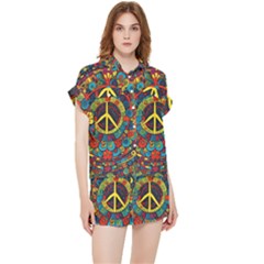 Peace Abstract Pattern Creative Drawing Chiffon Lounge Set by Posterlux