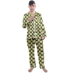Retro 1880s Flowers Pattern 15 Men s Long Sleeve Satin Pajamas Set by violetheavensky