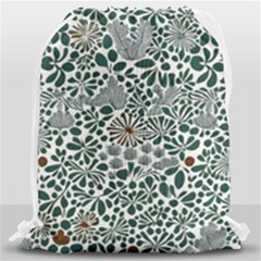 Retro Scandinavian Nordic Flowers Pattern 5 Drawstring Bag (large) by violetheavensky