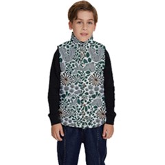 Retro Scandinavian Nordic Flowers Pattern 5 Kid s Button Up Puffer Vest by violetheavensky