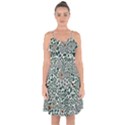 Retro Scandinavian Nordic Flowers Pattern 5 Ruffle Detail Chiffon Dress View1