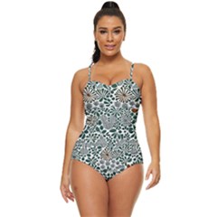 Retro Scandinavian Nordic Flowers Pattern 5 Retro Full Coverage Swimsuit by violetheavensky