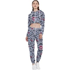 Gothic Leaf Pattern 6 Cropped Zip Up Lounge Set by violetheavensky