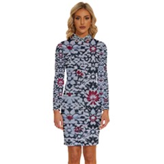 Gothic Leaf Pattern 6 Long Sleeve Shirt Collar Bodycon Dress by violetheavensky