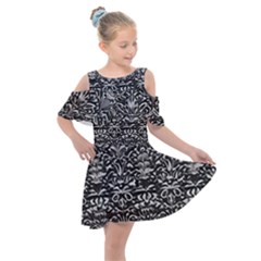 Gothic Leaf Pattern 2 Kids  Shoulder Cutout Chiffon Dress by violetheavensky